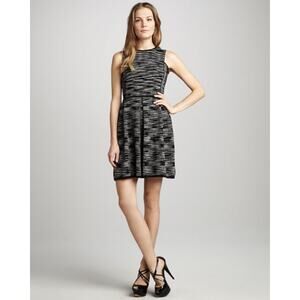 Missoni Black Gray Space Dye Pleated Knit Sleeveless Dress Size 10